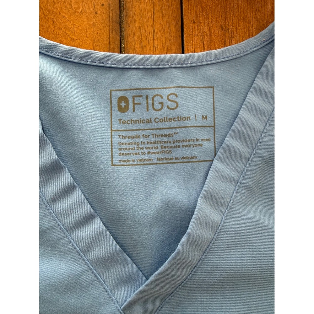 FIGS Technical Collection Womens Scrub Set Blue V-Neck Top Medium Jogger Pants S - Picture 7 of 11